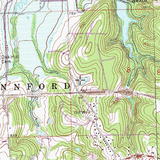 Topographic Map of Oknoname 037005 Reservoir, OK