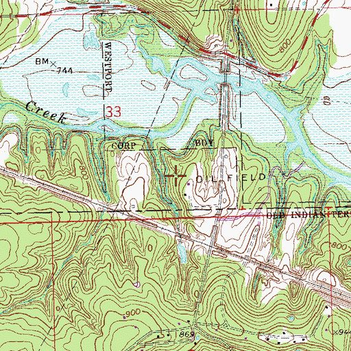 Topographic Map of Oknoname 037006 Reservoir, OK