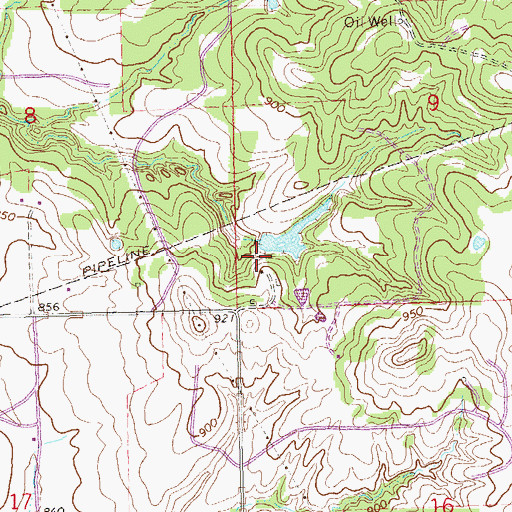 Topographic Map of Oknoname 037010 Dam, OK