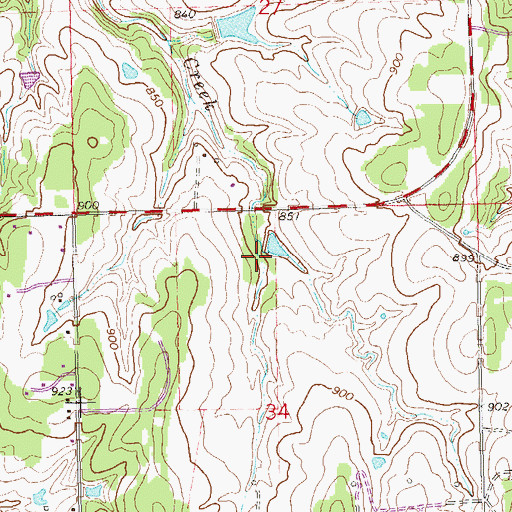 Topographic Map of Oknoname 037013 Dam, OK