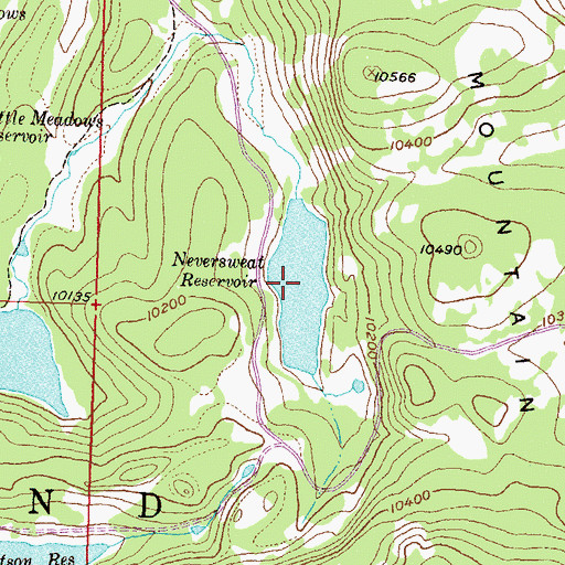Topographic Map of Neversweat Reservoir, CO