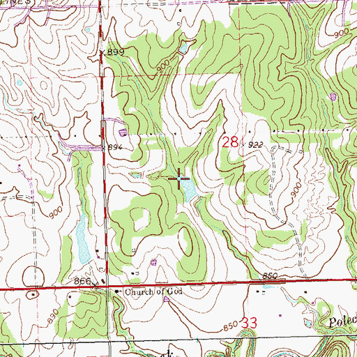 Topographic Map of Oknoname 037015 Reservoir, OK