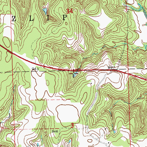 Topographic Map of Oknoname 037016 Reservoir, OK