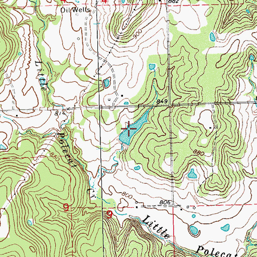 Topographic Map of Oknoname 037020 Reservoir, OK