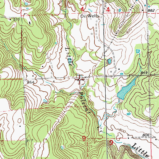 Topographic Map of Oknoname 037021 Dam, OK