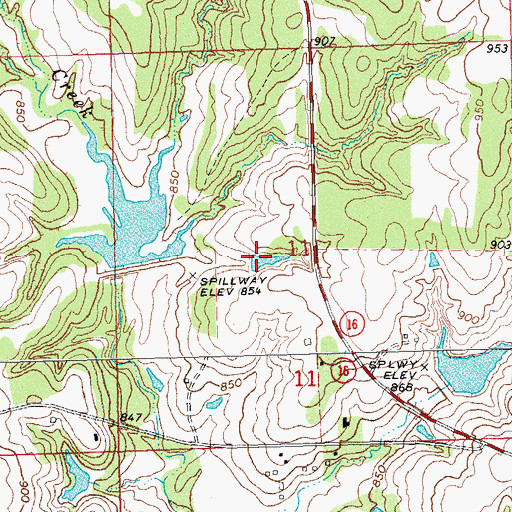 Topographic Map of Oknoname 037029 Reservoir, OK