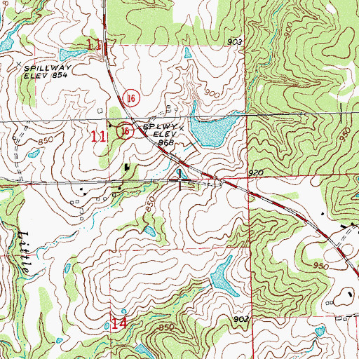 Topographic Map of Oknoname 037030 Dam, OK