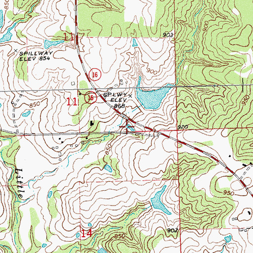 Topographic Map of Oknoname 037030 Reservoir, OK