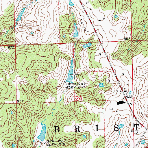 Topographic Map of Oknoname 037032 Dam, OK