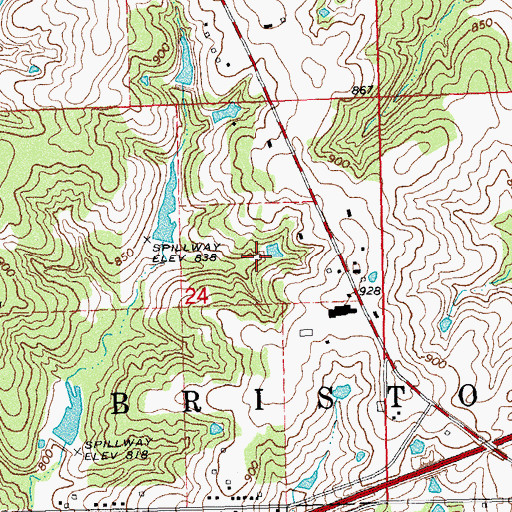 Topographic Map of Oknoname 037033 Dam, OK