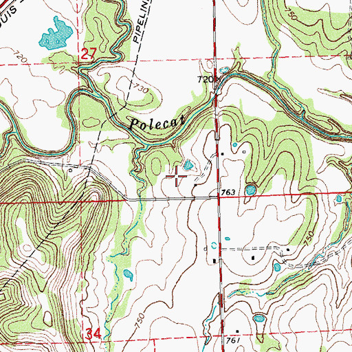 Topographic Map of Oknoname 037036 Dam, OK