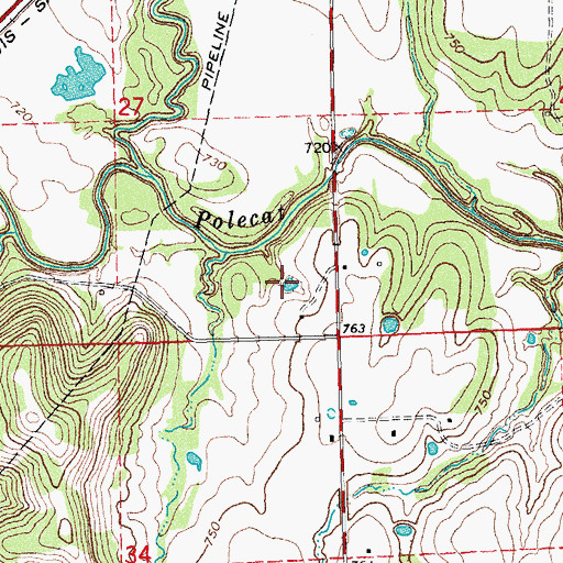 Topographic Map of Oknoname 037036 Reservoir, OK