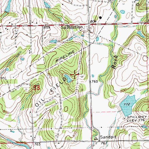 Topographic Map of Oknoname 037042 Dam, OK