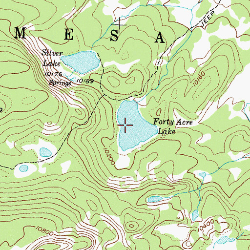 Topographic Map of Forty Acre Lake, CO
