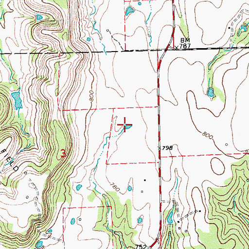 Topographic Map of Oknoname 037047 Reservoir, OK