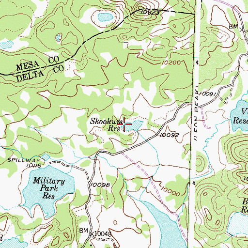 Topographic Map of Skookum Reservoir, CO