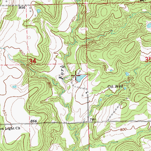 Topographic Map of Oknoname 037053 Dam, OK