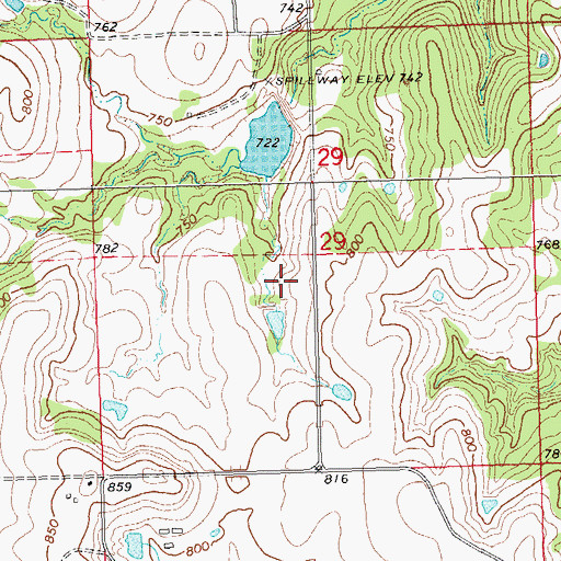Topographic Map of Oknoname 037054 Dam, OK