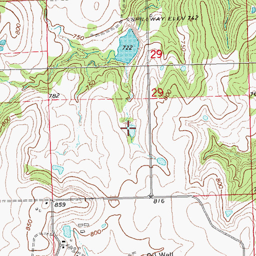 Topographic Map of Oknoname 037054 Reservoir, OK