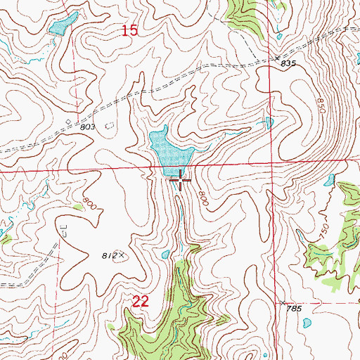Topographic Map of Oknoname 037055 Dam, OK