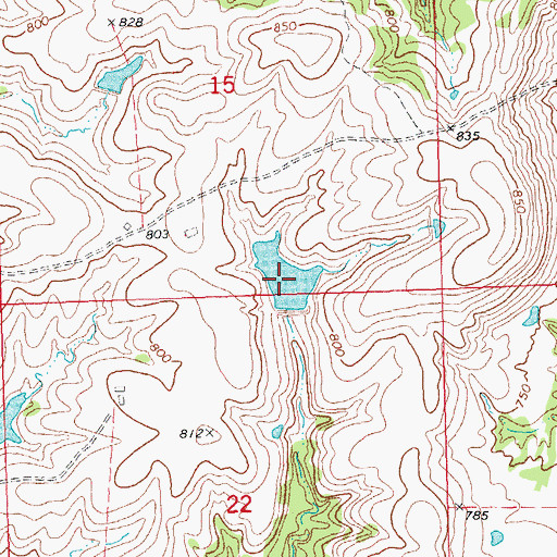 Topographic Map of Oknoname 037055 Reservoir, OK