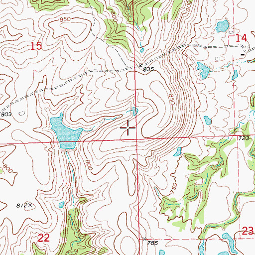 Topographic Map of Oknoname 037056 Dam, OK