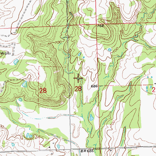 Topographic Map of Oknoname 037057 Dam, OK