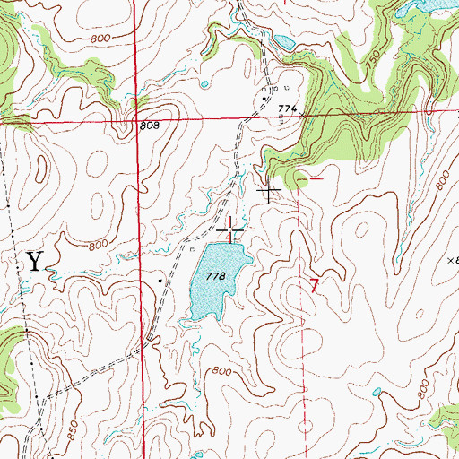 Topographic Map of Oknoname 037058 Dam, OK