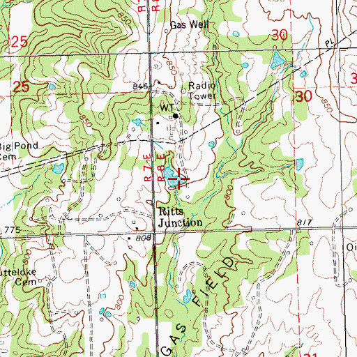 Topographic Map of Oknoname 037059 Dam, OK
