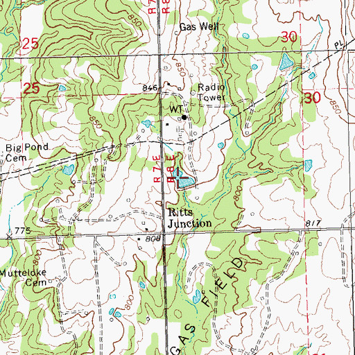 Topographic Map of Oknoname 037061 Reservoir, OK
