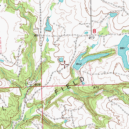 Topographic Map of Oknoname 037063 Dam, OK