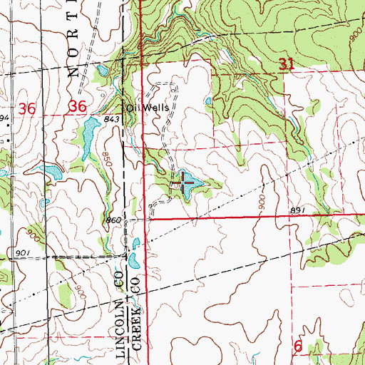 Topographic Map of Oknoname 037064 Reservoir, OK