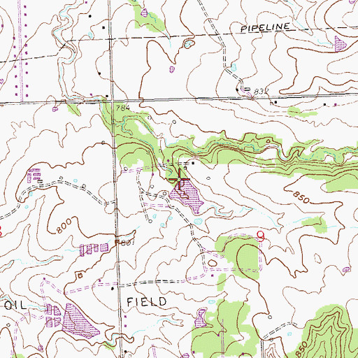 Topographic Map of Oknoname 037065 Dam, OK