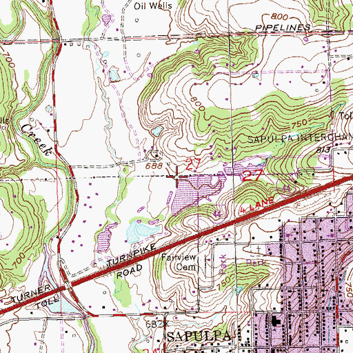 Topographic Map of Oknoname 037067 Dam, OK