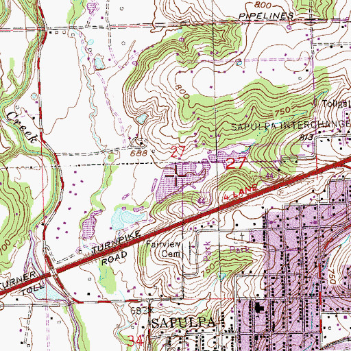 Topographic Map of Oknoname 037067 Reservoir, OK