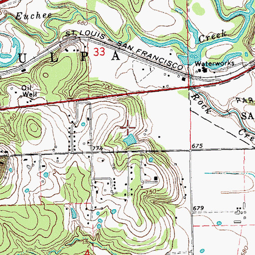 Topographic Map of Oknoname 037068 Dam, OK
