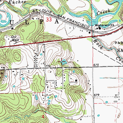 Topographic Map of Oknoname 037068 Reservoir, OK