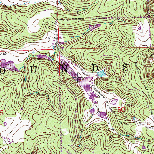 Topographic Map of Oknoname 037073 Dam, OK