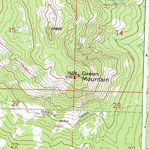 Topographic Map of Green Mountain, CO