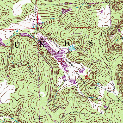 Topographic Map of Oknoname 037074 Reservoir, OK