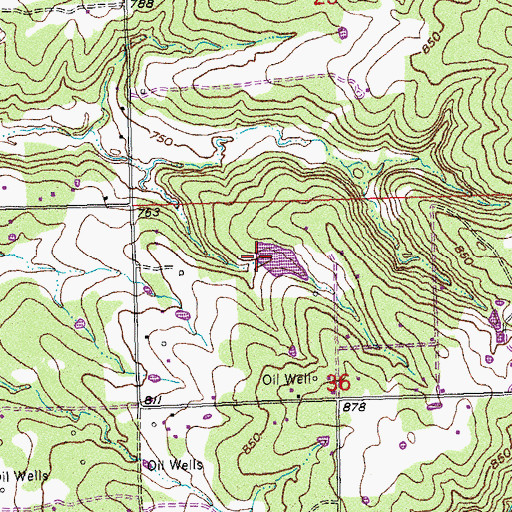 Topographic Map of Oknoname 037076 Dam, OK