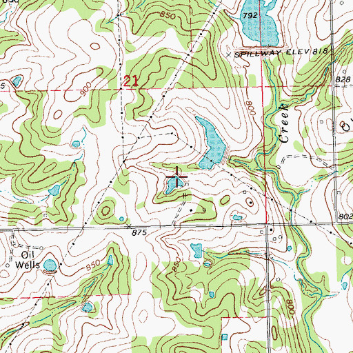 Topographic Map of Oknoname 037080 Dam, OK