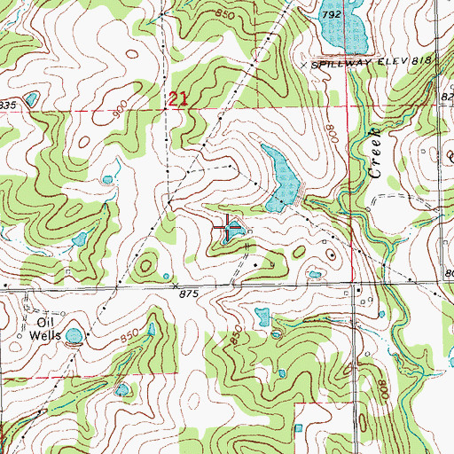 Topographic Map of Oknoname 037080 Reservoir, OK