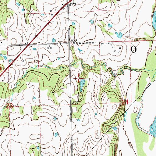 Topographic Map of Oknoname 107003 Reservoir, OK