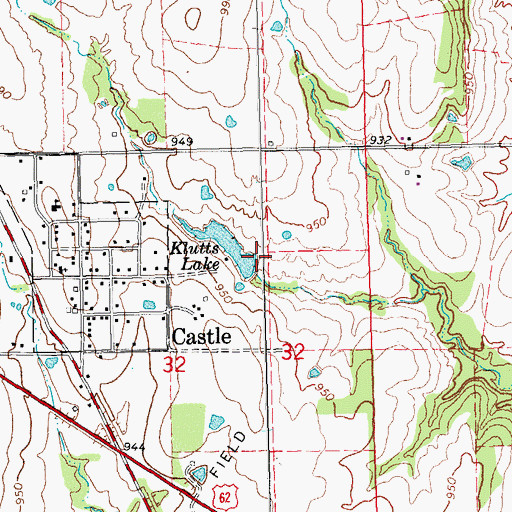 Topographic Map of Klutts Lake Dam, OK