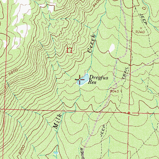 Topographic Map of Dreyfus Reservoir, CO