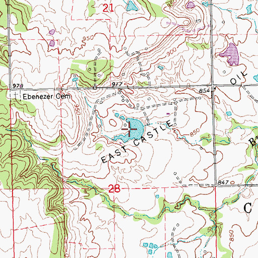 Topographic Map of Oknoname 107005 Reservoir, OK