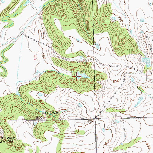 Topographic Map of Oknoname 107013 Dam, OK