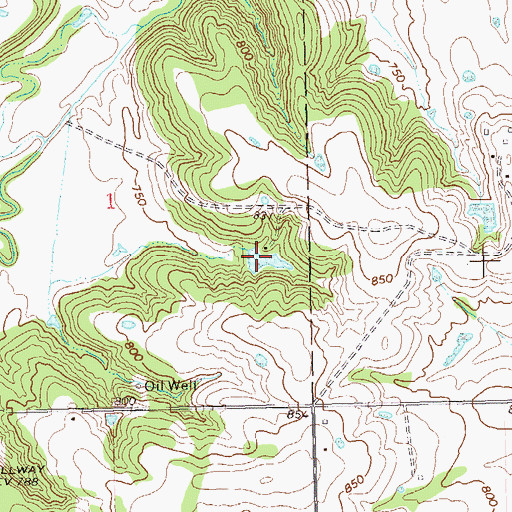 Topographic Map of Oknoname 107013 Reservoir, OK