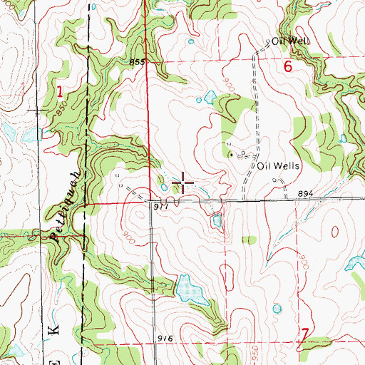 Topographic Map of Oknoname 107015 Reservoir, OK